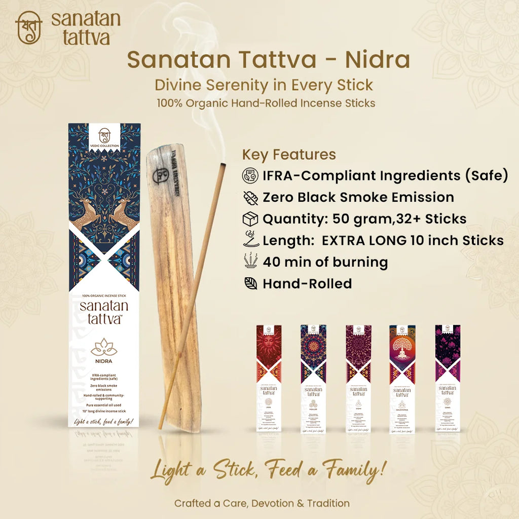 Sanatan Tattva NIDRA Agarbatti (100% Organic) | Tranquil Sleep & Relaxation | Made in India