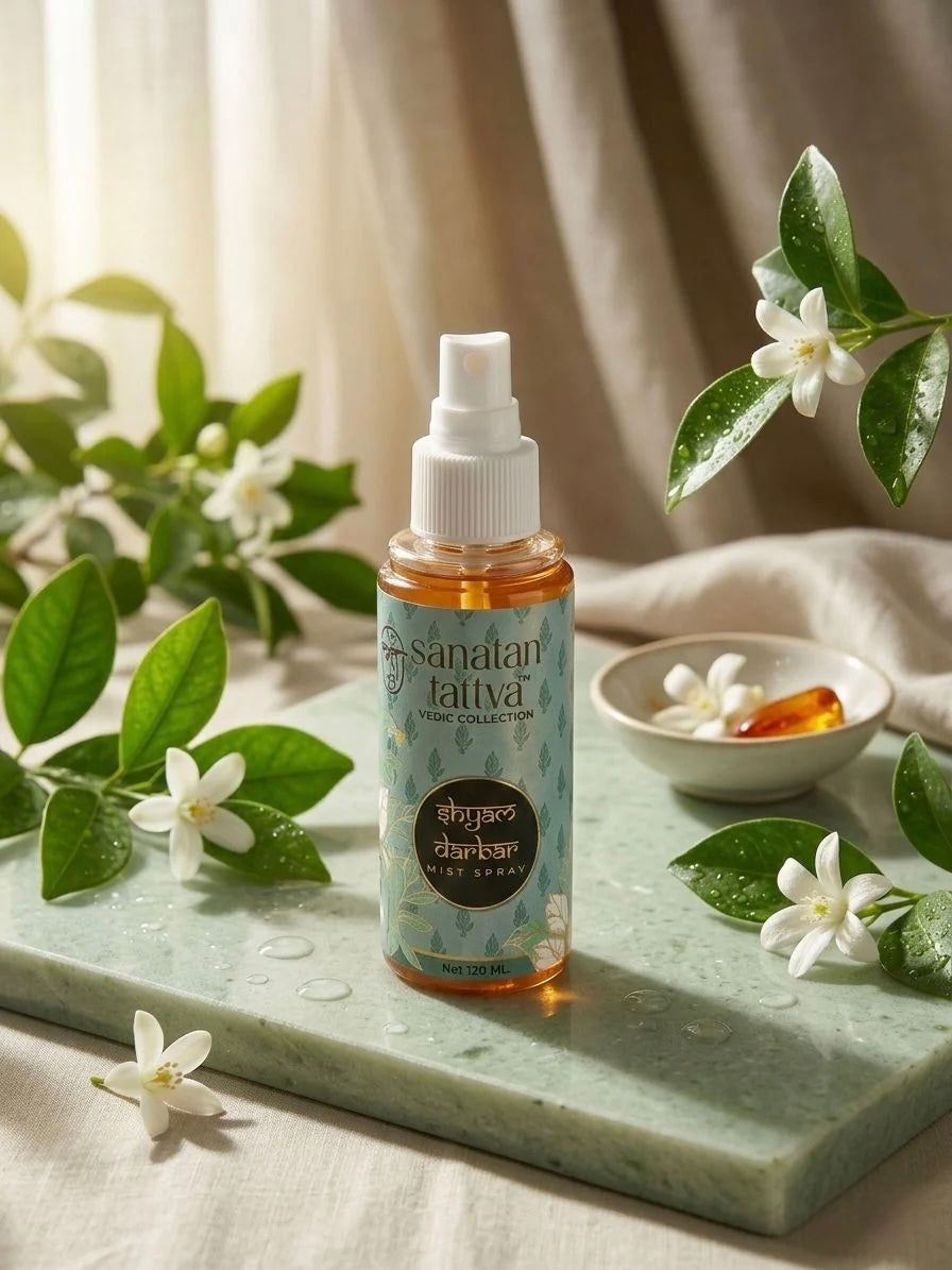 Shyam Darbar Divine Mist Spray – Vedic Fragrance for Aura Cleansing & Sacred Spaces (120 ml)